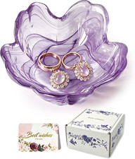 Small Flower Glass Ring Dish, Cute Jewelry Tray Trinket Organizer