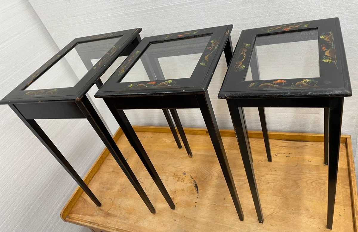 Glass Black Post - 1950 Time Period Manufactured Antique Tables