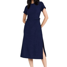 Women's Tayna Taylor Navy Blue Short Sleeve Aurora Terry Dress Beach Cover-Up M