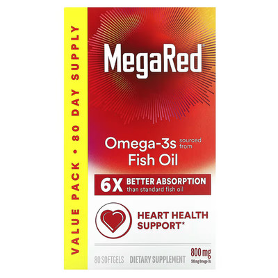 MegaRed Advanced ''4 in 1''  Omega-3s Fish & Krill Vanilla 800 mg (80 Ct) Exp 2/27