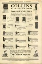 1922 PAPER AD Collins Ax Axes edge Tools Yankee broad double Bit Collinsville