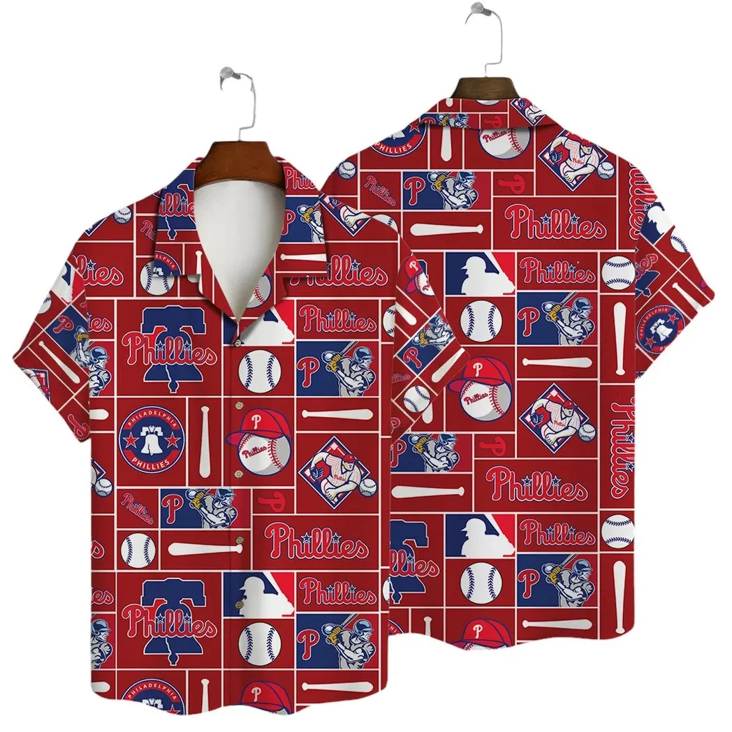 Philadelphia Retro Baseball Patchwork Summer Unisex Hawaiian Shirt