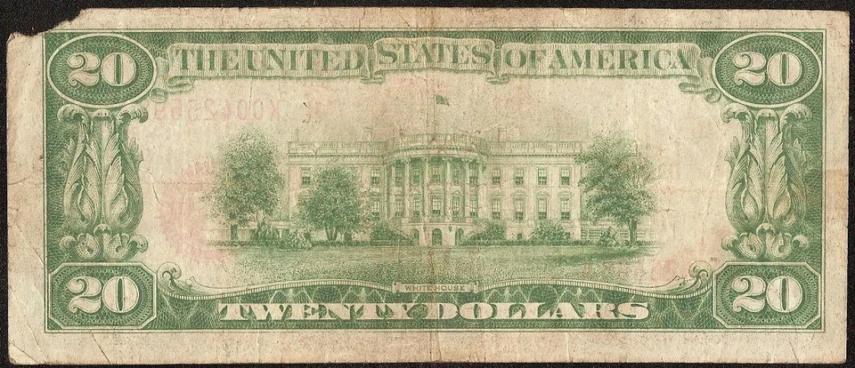 1929 $20 BILL DALLAS BROWN SEAL BANK NOTE MONEY NATIONAL CURRENCY Fr 1870-K - Image 3 of 3