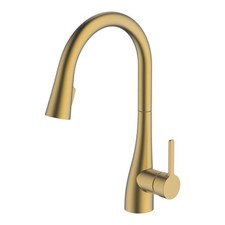 Swirl Kitchen Mixer Tap Pull-Out Spray Brass Effect Single Lever Modern