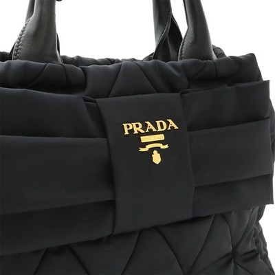 Prada Tessuto Bomber handbag tote bag Shoulder leather Nero Black