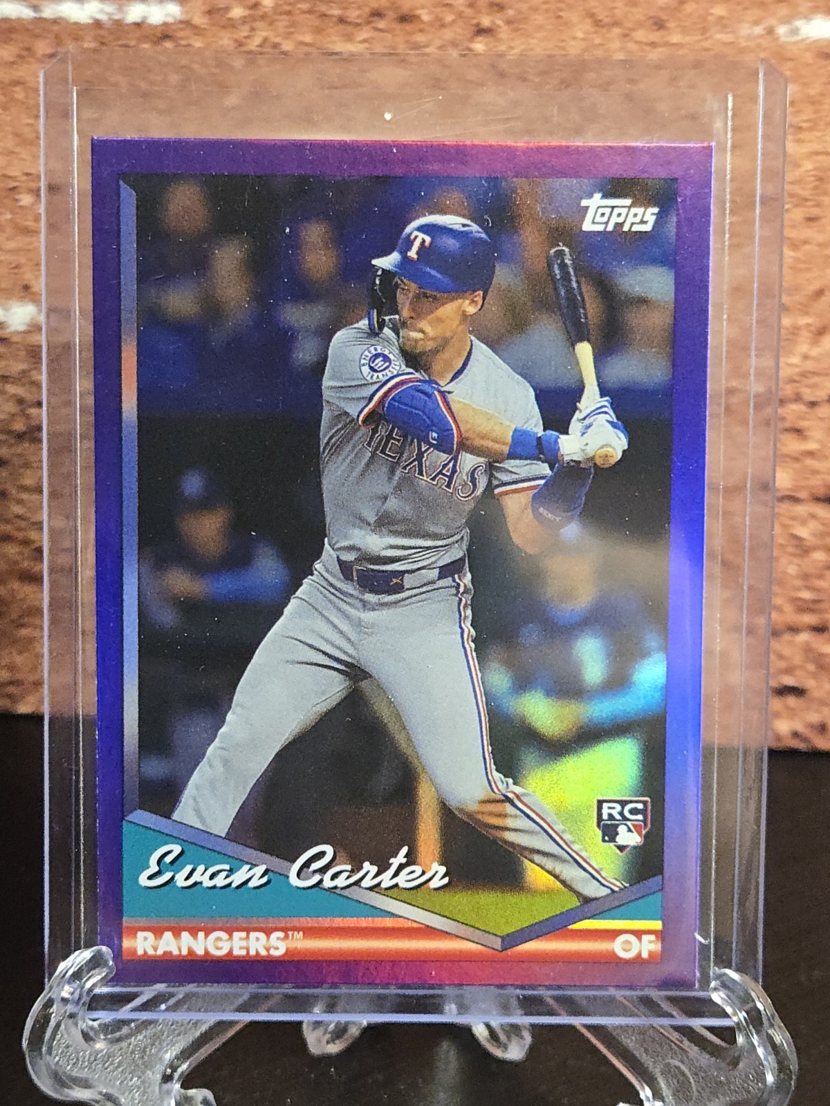 EVAN CARTER - 2024 Topps Archives Purple Foil Parallel RC SP #223 Texas Rangers
