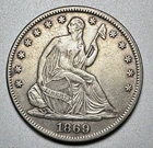 1869  SEATED LIBERTY HALF DOLLAR  XF+ DETAILS  #1904