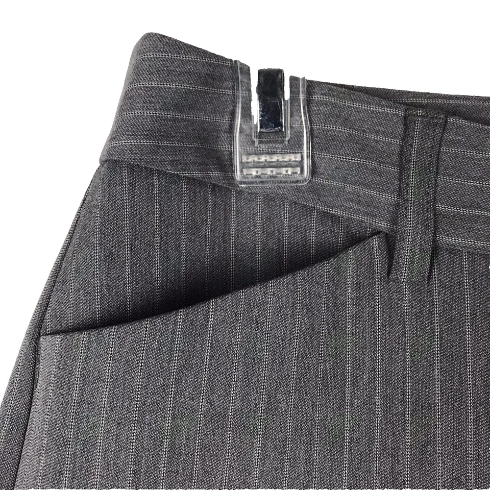 Nuevo con etiquetas Pantalones Express Editor Barely Boot tiro bajo elásticos grises a rayas talla 2 Foto 3 de 4