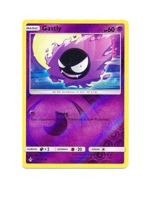 Gastly - 68/214 - Reverse Holo - Unbroken Bonds - NM/M