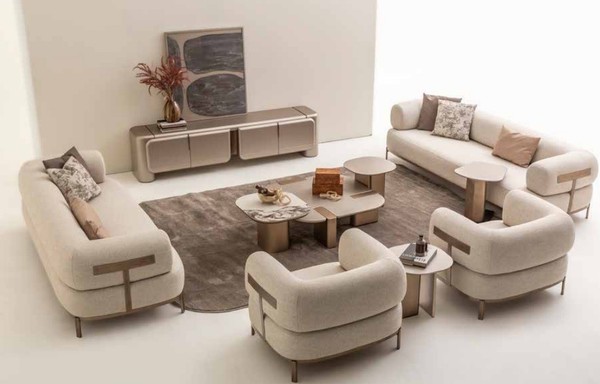 Designer Wohnzimmer Set Sofa 4+3+1+1 Sitzer Moderner Couchtisch Komplettes-image