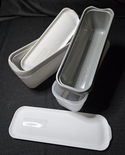 2 Pack Gray Ice Cream Storage Containers w/ Lids Freezer Tubs