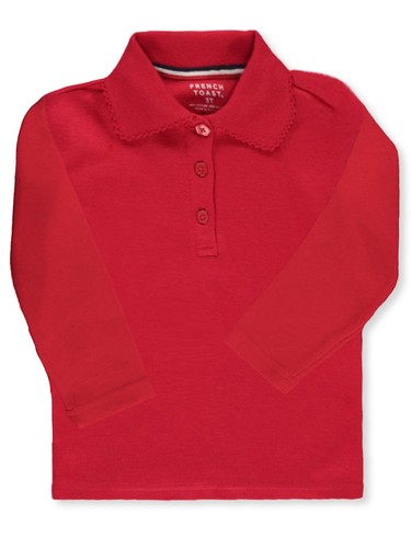 French Toast Little Girls’ Toddler L/S Fitted Knit Polo With Picot Collar (Sizes - Picture 3 of 4