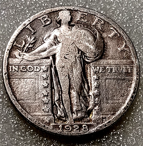 1928 SILVER STANDING LIBERTY QUARTER 25¢ 98-Year-Old Coin VF Details #8b2