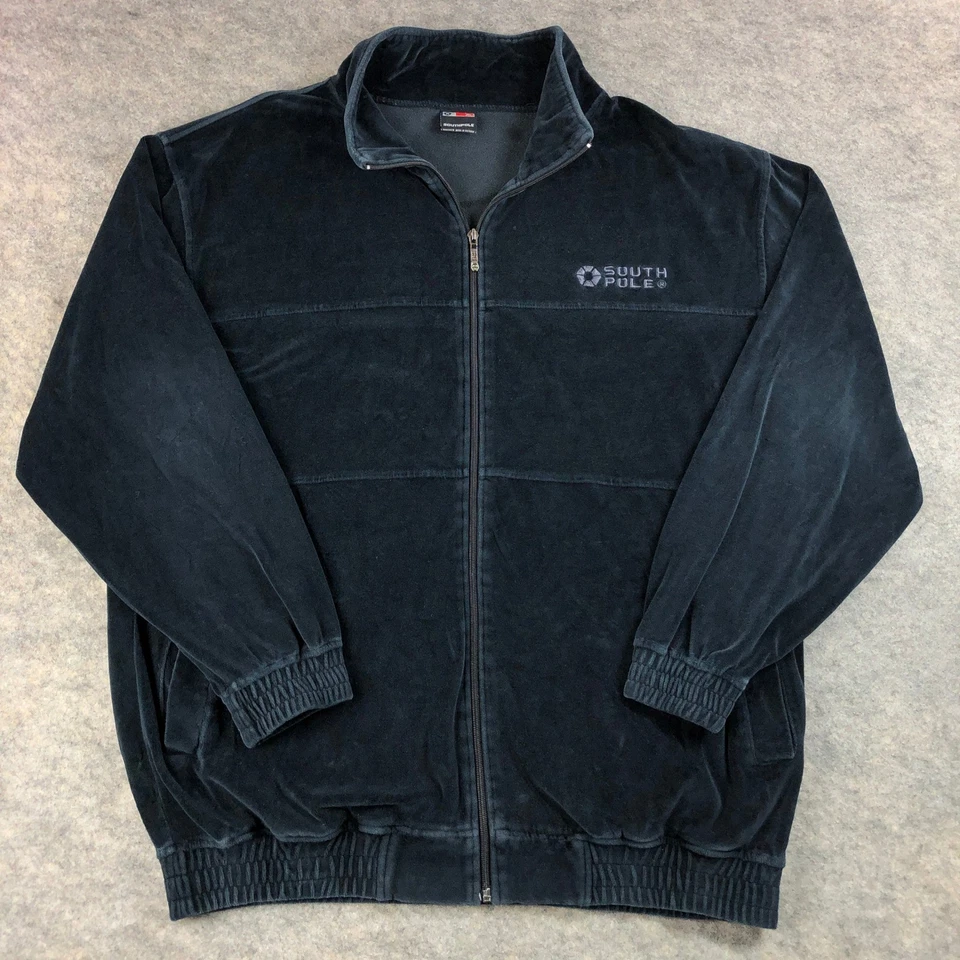 Southpole 轨道夹克男式 XL 蓝色丝绒全拉链休闲装 — 第 2/4 张图片