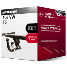 Für T5 Multivan (Auto Hak) Anhängerkupplung abnehmbar + E-Satz 7pol universell