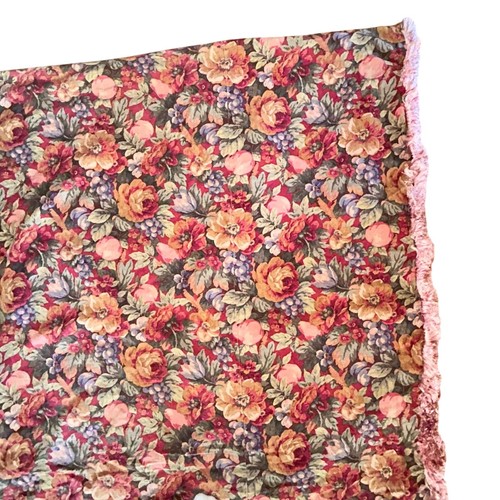 Waverly Shabby Chic Duvet Cover FULL QUEEN Red Floral Stripes Fringe COTTON - Picture 10 of 15