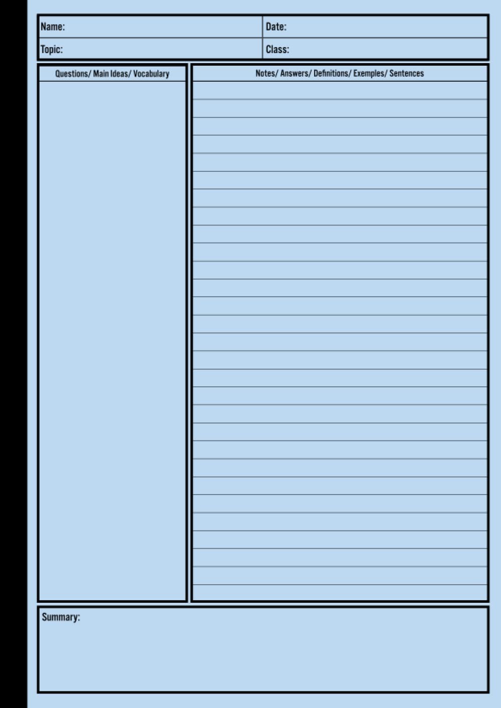 Cornell Notebook: A4 Cornell Note-Taking System Paper for High School, College,