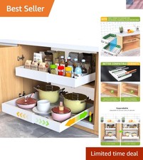 No Drill Expandable Pull Out Drawer Organizer - Perfect for Any Kitchen Pantry