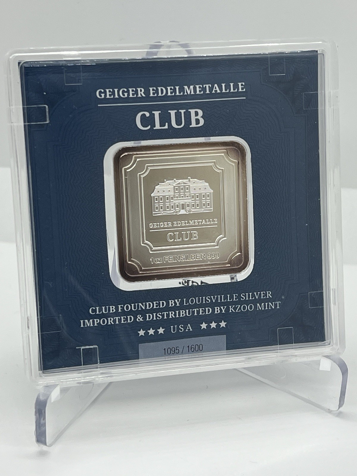 Geiger Edelmetalle CLUB - 1 troy oz .999 Fine Silver Square Bar in Assay - RARE!