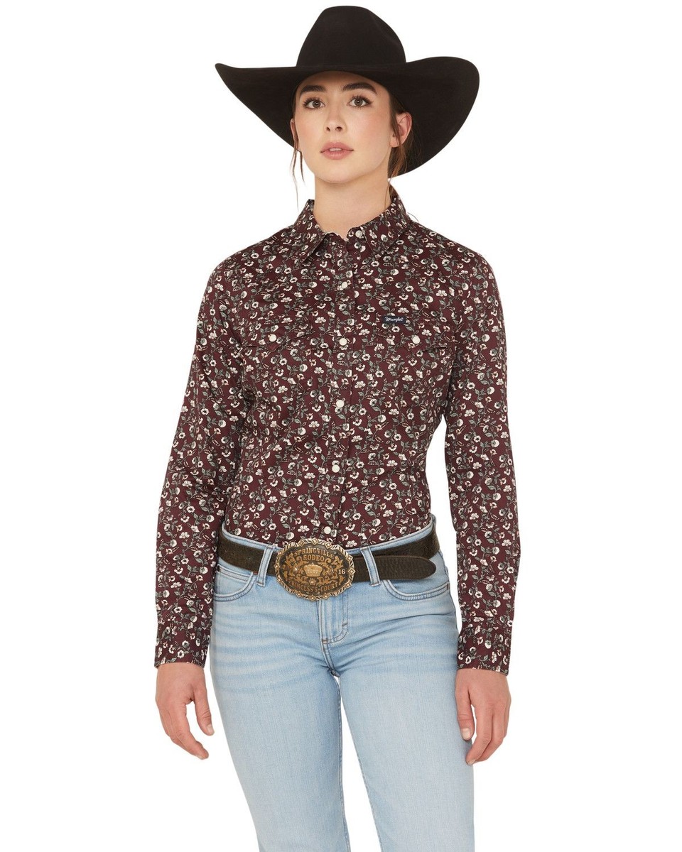 Wrangler Retro Women's Floral Print Long Sleeve Snap Western Shirt