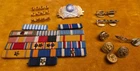WWII + Korea Mixed Lot of US Military 15 Ribbons/8 pins + Officer Stars Vintage