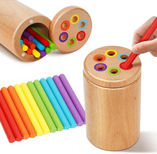Montessori Toys for 1-3 Year Old, Travel Toys for Toddlers Wooden Color Sorting