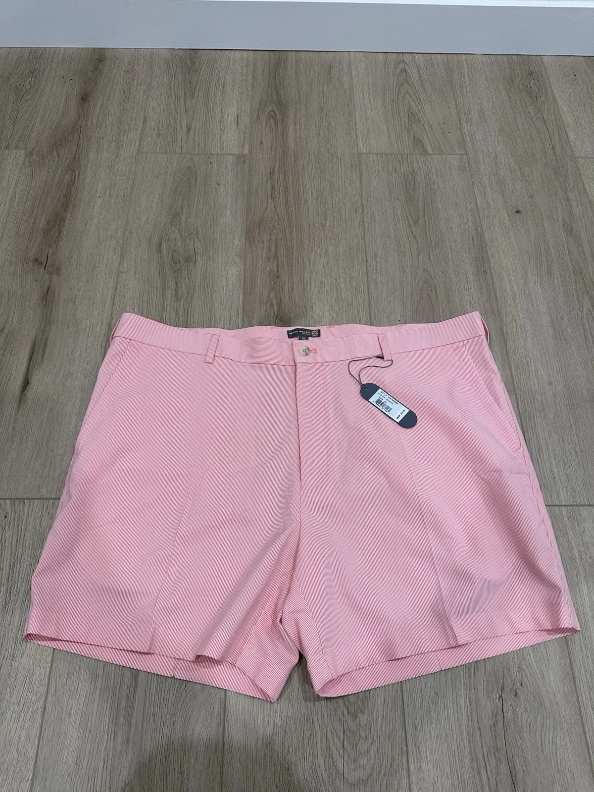 NWT Peter Millar Crown Wicking Mens Golf Shorts Pink Striped Size 42