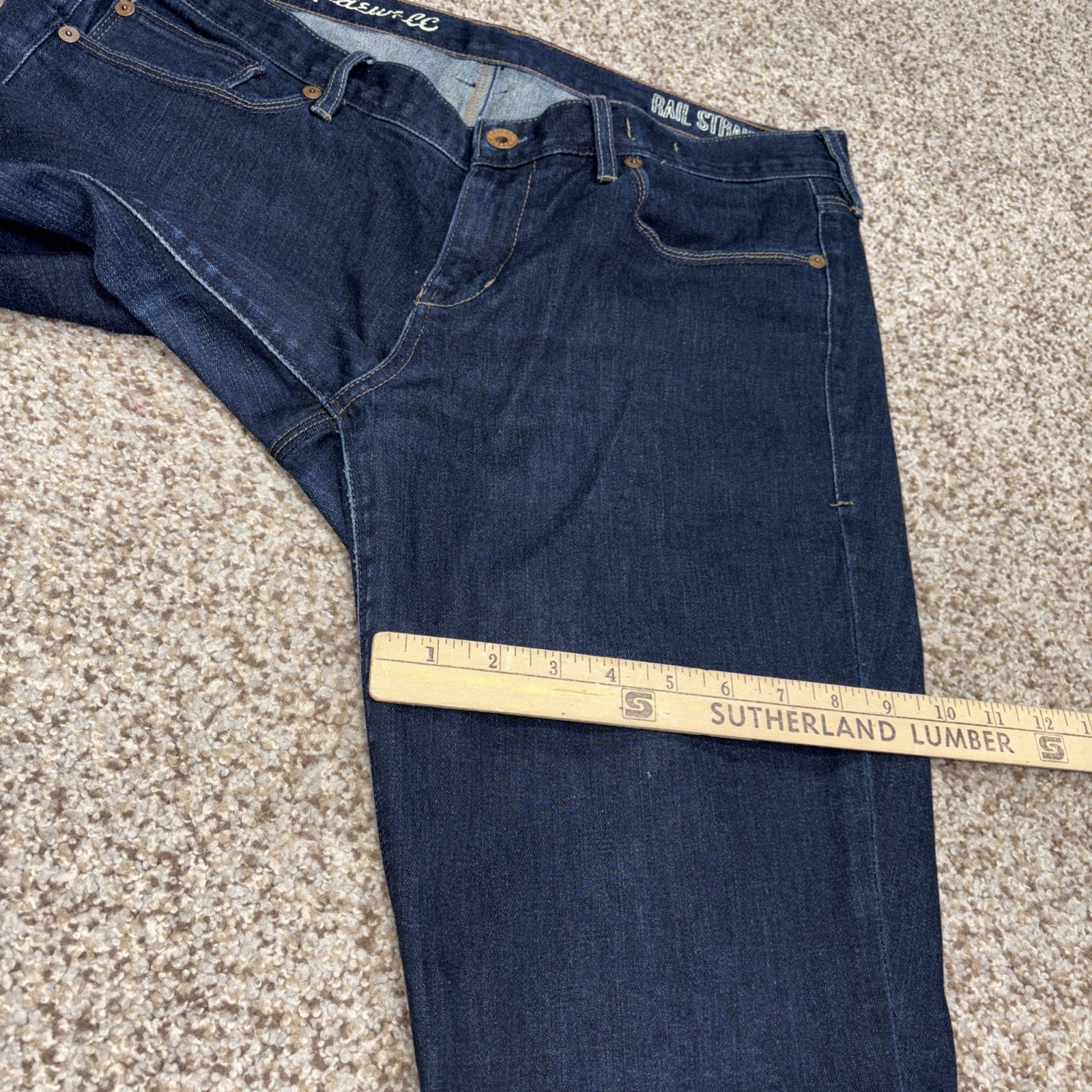 Madewell Jeans Mens 32x34 Rail Straight Mid Rise Dark Wash Denim Fits 34 X 29.5 - View 14