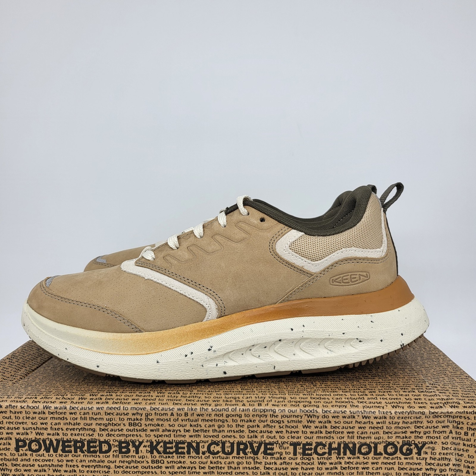 Scarpe casual da passeggio Keen WK400 in pelle safari kaki riflettenti taglia 10 5 da donna