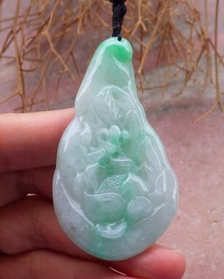 Zertifiziert Burma natürlich A Jade Jadeit Libelle Lotus Blume Anhänger Halskette