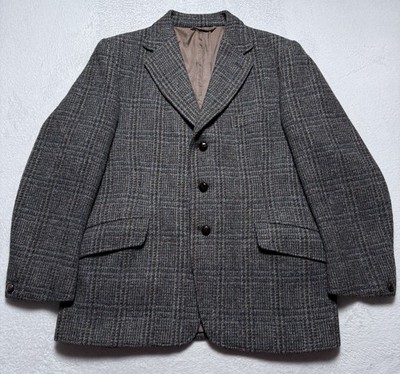 Dunn & Co Harris Tweed Blazer Mens 40S Glen Plaid Scottish Wool 