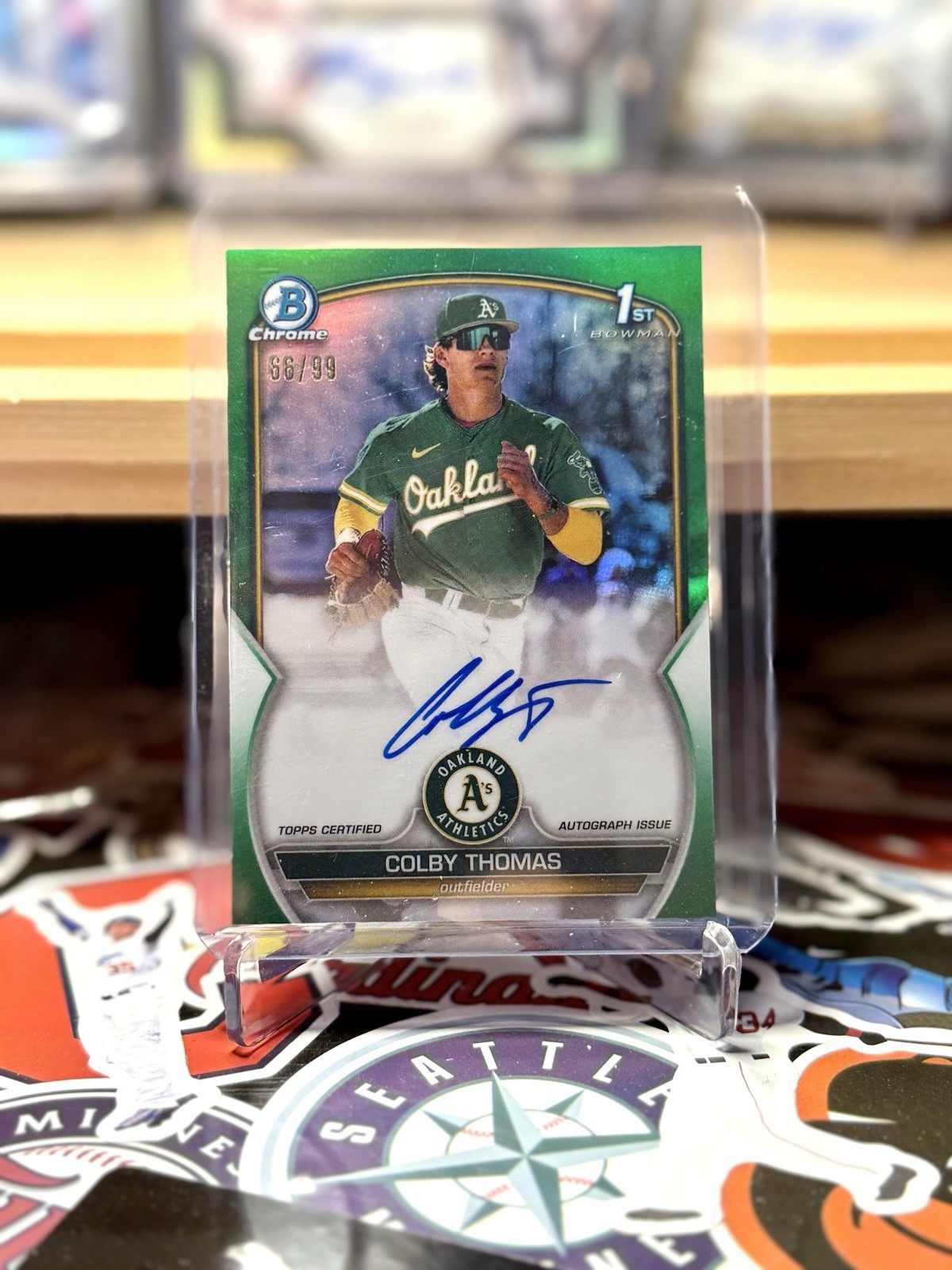 2023 Bowman Chrome Prospect Autographs Colby Thomas #CPA-CT Green Refractor /99 