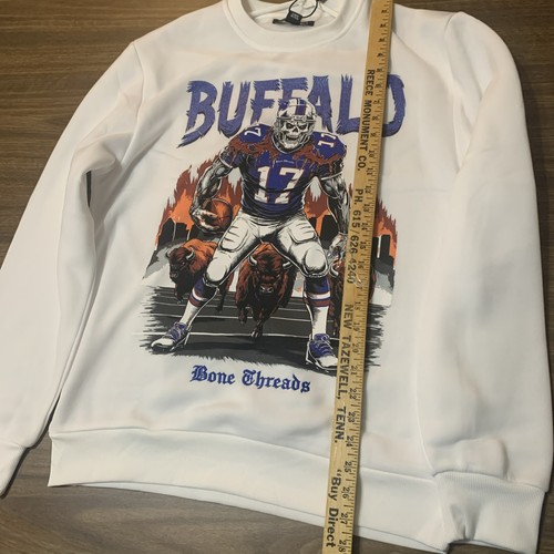 Buffalo Bills NFL Large White Crewneck Sweatshirt Josh Allen Bone Threads - Picture 3 of 11