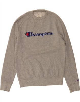 CHAMPION Herren Grafik Sweatshirt Pullover Small Grau Baumwolle BK09
