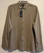 BEN SHERMAN LONG SLEEVE STRETCH TEXTURED COTTON KHAKI BUTTON SHIRT SIZE XL NWT