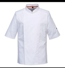 Image of Portwest Chef Jacket Short Sleeve Catering Kitchen C738 Mesh Air Pro - White XL
