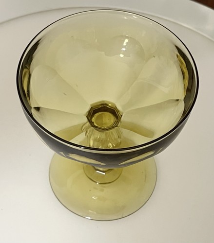 Hawkes Brilliant Period Cut Glass Steuben Topaz Blank Champagne Glass Signed. - Picture 2 of 4