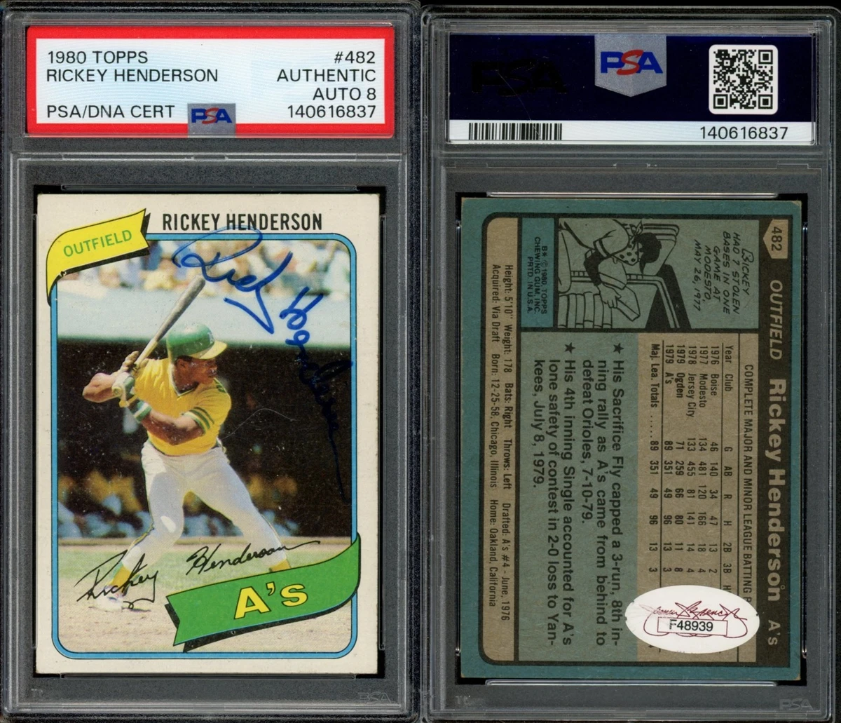 Topps Rickey Henderson Autographed Baseball Sports Trading Cards 