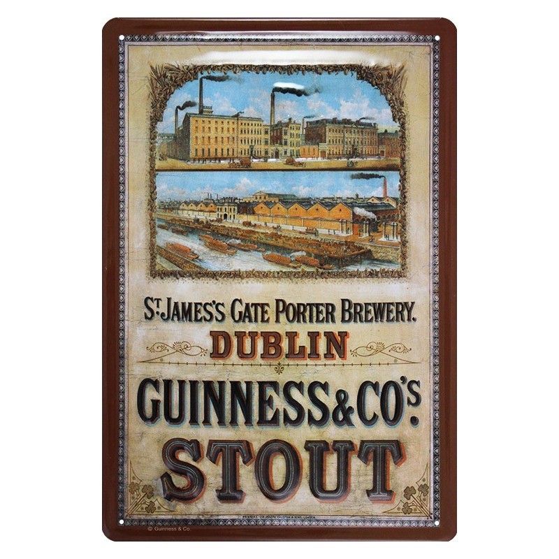 Plaque en métal gaufré Guinness 20x30cm au relief bombé premium