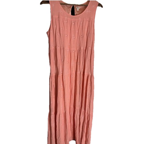 Reba Country Western Summer Eyelet Sleeveless Tiered Maxi Women's L - Picture 1 of 9