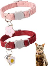 2 Pack Cat Collar with Bells, Corduroy Adjustable Kitten Collars with Breakaway