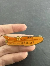 Vintage Enamel SLO Mo Shun U-27 Airplane Jet Plane Lapel Hat Cuff Pin Pinback