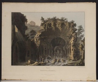 NYMPHAEUM OF EGERIA ROME (ROMA) ITALY 1820 DUBOURG UNUSUAL ANTIQUE ORIGINALVIEW