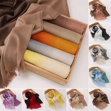 Women Cotton Hijab Scarf Gradient Hijab Muslim Islamic Headscarf Shawls Wraps