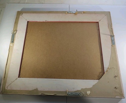Large - Framed Mirror - Red Color - Wood Frame - White Pinstripe - 27" X 23" - Picture 4 of 13