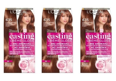 (PACK OF 3)L'OREAL CASTING CREME GLOSS 635 CHOCOLATE CANDY HAIR COLOR NO AMMONIA