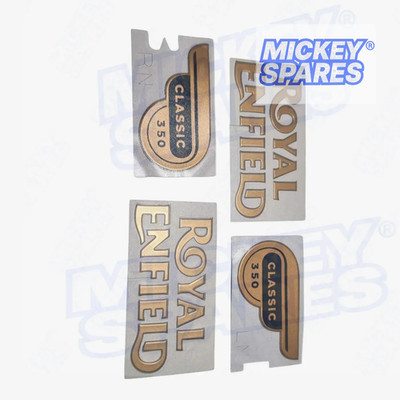 Royal Enfield Classic 350 Reborn Sticker Kit - Tank & Tool Box Decal Set - Gold