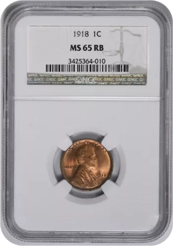 1918 Lincoln Cent MS65RB NGC