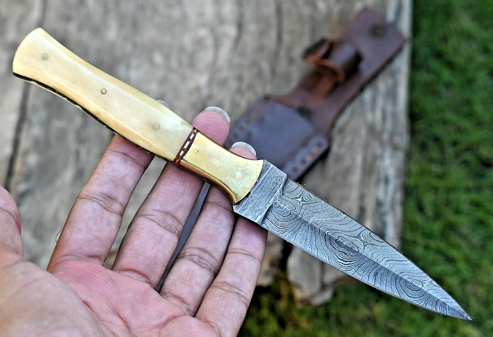 定制手工锻造大马士革钢刀片靴刀 DAGGER HUNTING 864 — 第 2/4 张图片