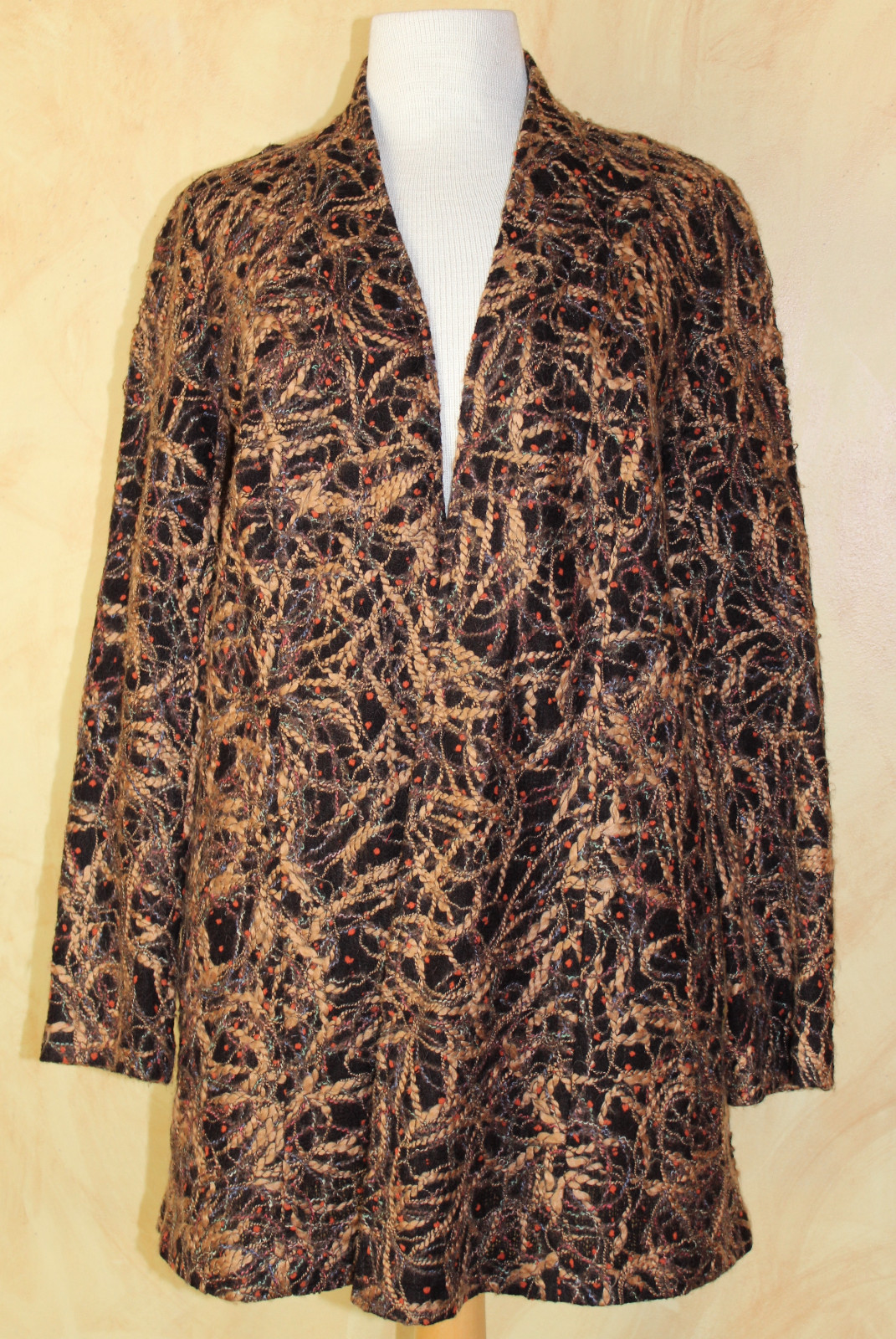 ALTRA J.JILL Amazing giacca lunga in fibra intrecciata art to wear tecnica mista taglia XS